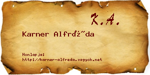 Karner Alfréda névjegykártya
